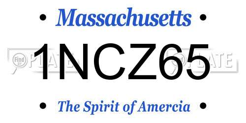 1NCZ65 Massachusetts License Plate