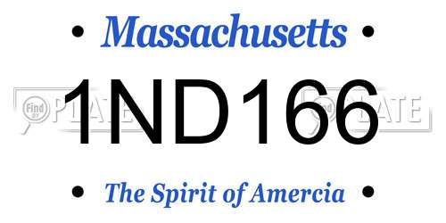 1ND166 Massachusetts License Plate