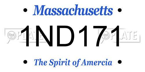 1ND171 Massachusetts License Plate