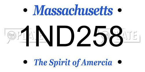 1ND258 Massachusetts License Plate