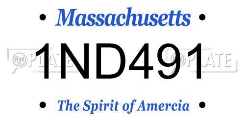 1ND491 Massachusetts License Plate