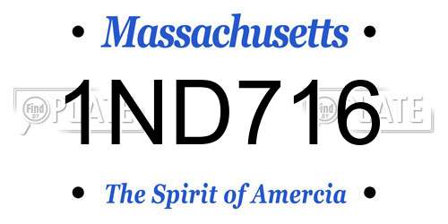 1ND716 Massachusetts License Plate