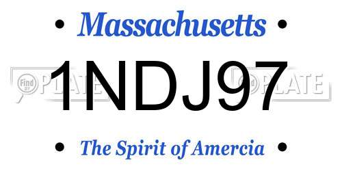 1NDJ97 Massachusetts License Plate