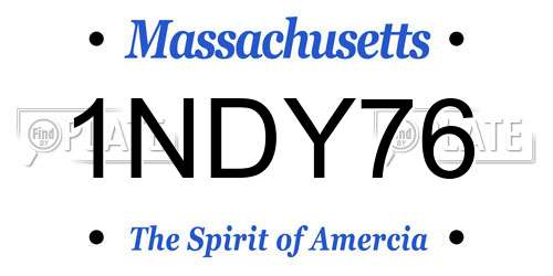 1NDY76 Massachusetts License Plate