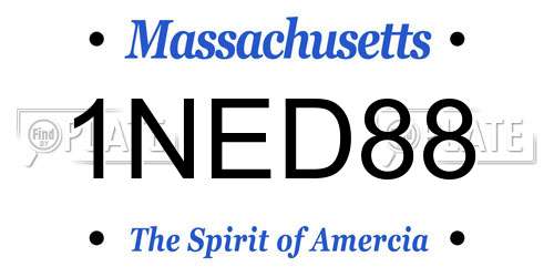 1NED88 Massachusetts License Plate