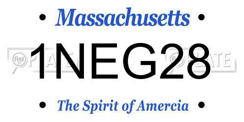 1NEG28 Massachusetts License Plate