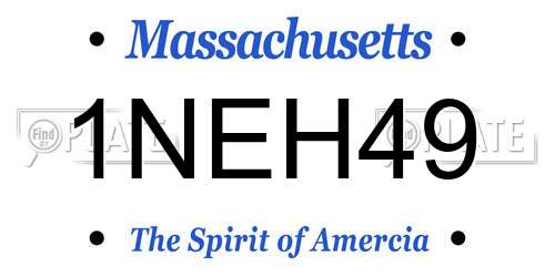 1NEH49 Massachusetts License Plate