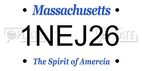 1NEJ26 Massachusetts License Plate