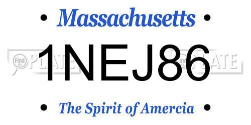 1NEJ86 Massachusetts License Plate
