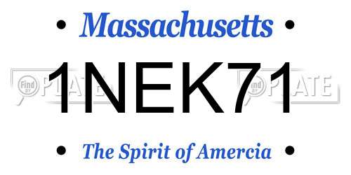 1NEK71 Massachusetts License Plate