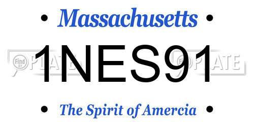 1NES91 Massachusetts License Plate