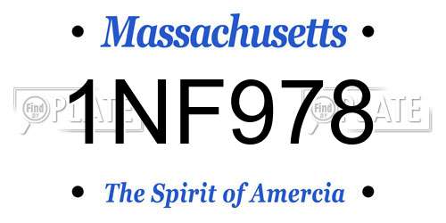 1NF978 Massachusetts License Plate