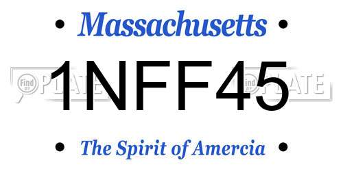 1NFF45 Massachusetts License Plate
