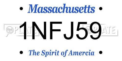 1NFJ59 Massachusetts License Plate