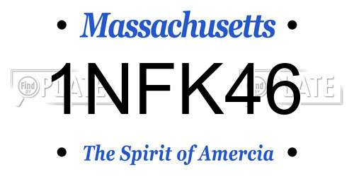 1NFK46 Massachusetts License Plate