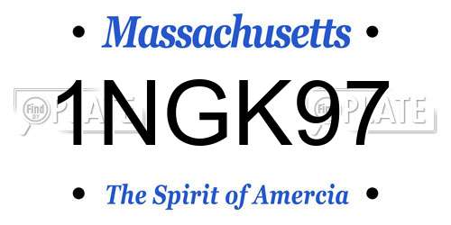 1NGK97 Massachusetts License Plate