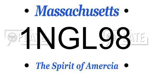 1NGL98 Massachusetts License Plate