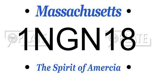 1NGN18 Massachusetts License Plate