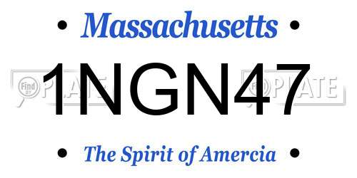 1NGN47 Massachusetts License Plate