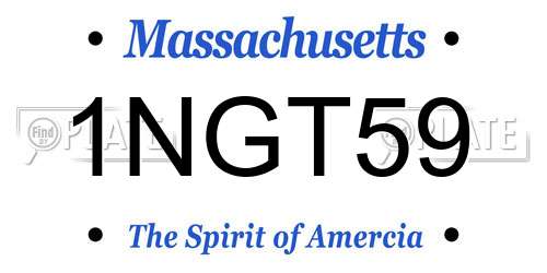 1NGT59 Massachusetts License Plate