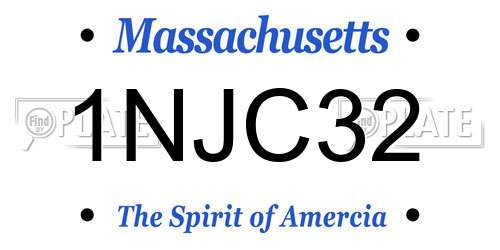 1NJC32 Massachusetts License Plate