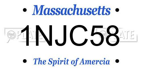 1NJC58 Massachusetts License Plate
