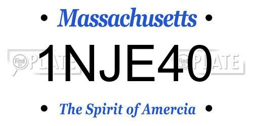 1NJE40 Massachusetts License Plate
