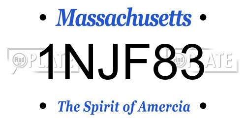 1NJF83 Massachusetts License Plate