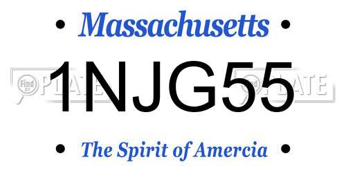 1NJG55 Massachusetts License Plate