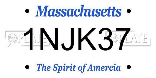 1NJK37 Massachusetts License Plate