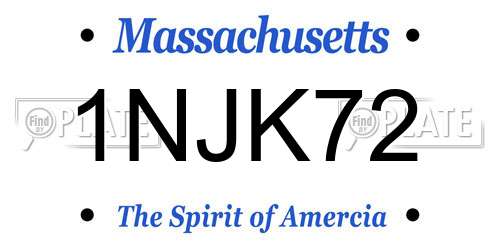 1NJK72 Massachusetts License Plate