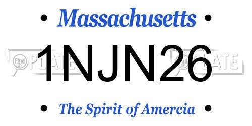 1NJN26 Massachusetts License Plate