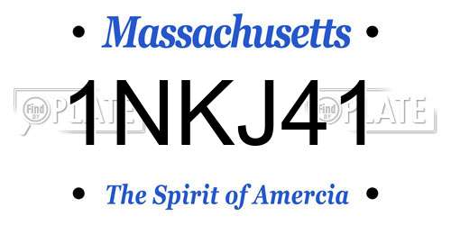 1NKJ41 Massachusetts License Plate