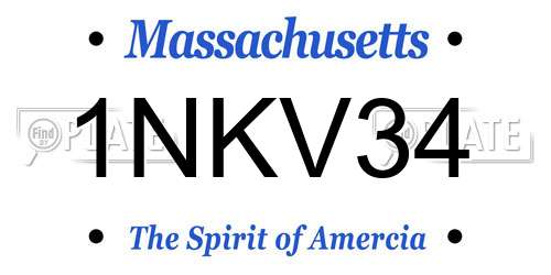 1NKV34 Massachusetts License Plate