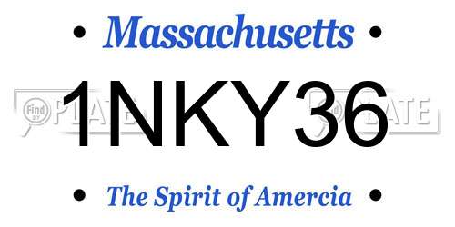 1NKY36 Massachusetts License Plate