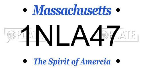 1NLA47 Massachusetts License Plate