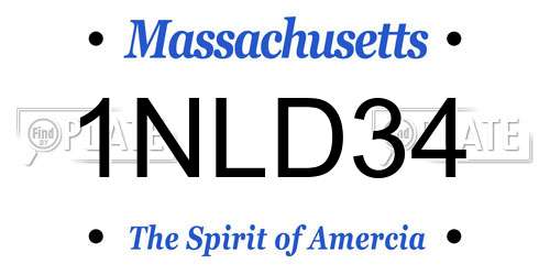 1NLD34 Massachusetts License Plate