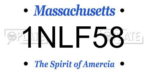 1NLF58 Massachusetts License Plate