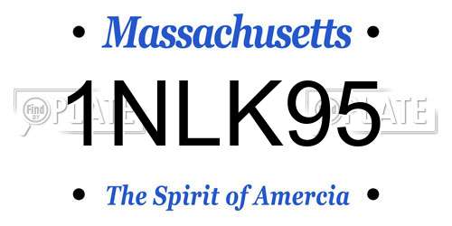 1NLK95 Massachusetts License Plate