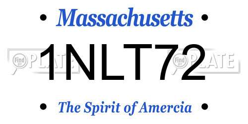 1NLT72 Massachusetts License Plate
