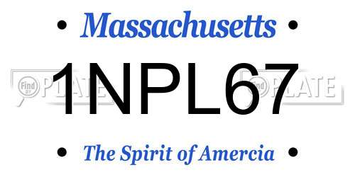 1NPL67 Massachusetts License Plate