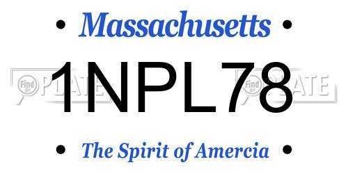 1NPL78 Massachusetts License Plate