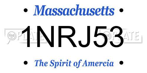 1NRJ53 Massachusetts License Plate