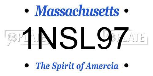1NSL97 Massachusetts License Plate