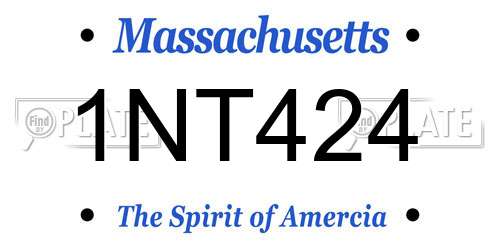 1NT424 Massachusetts License Plate