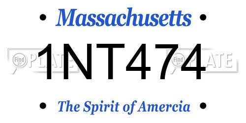 1NT474 Massachusetts License Plate
