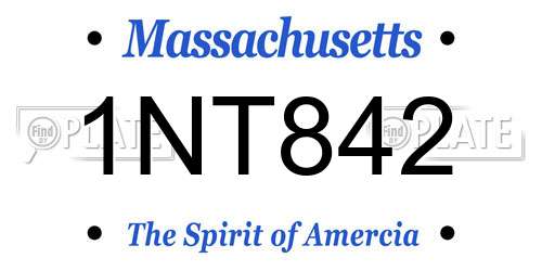 1NT842 Massachusetts License Plate