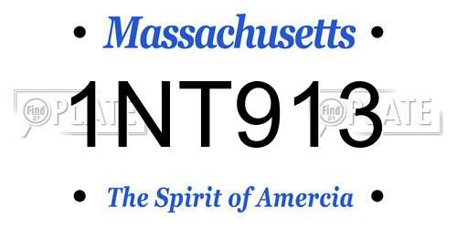 1NT913 Massachusetts License Plate