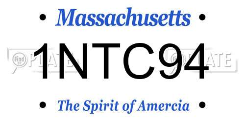 1NTC94 Massachusetts License Plate