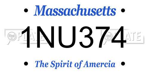 1NU374 Massachusetts License Plate